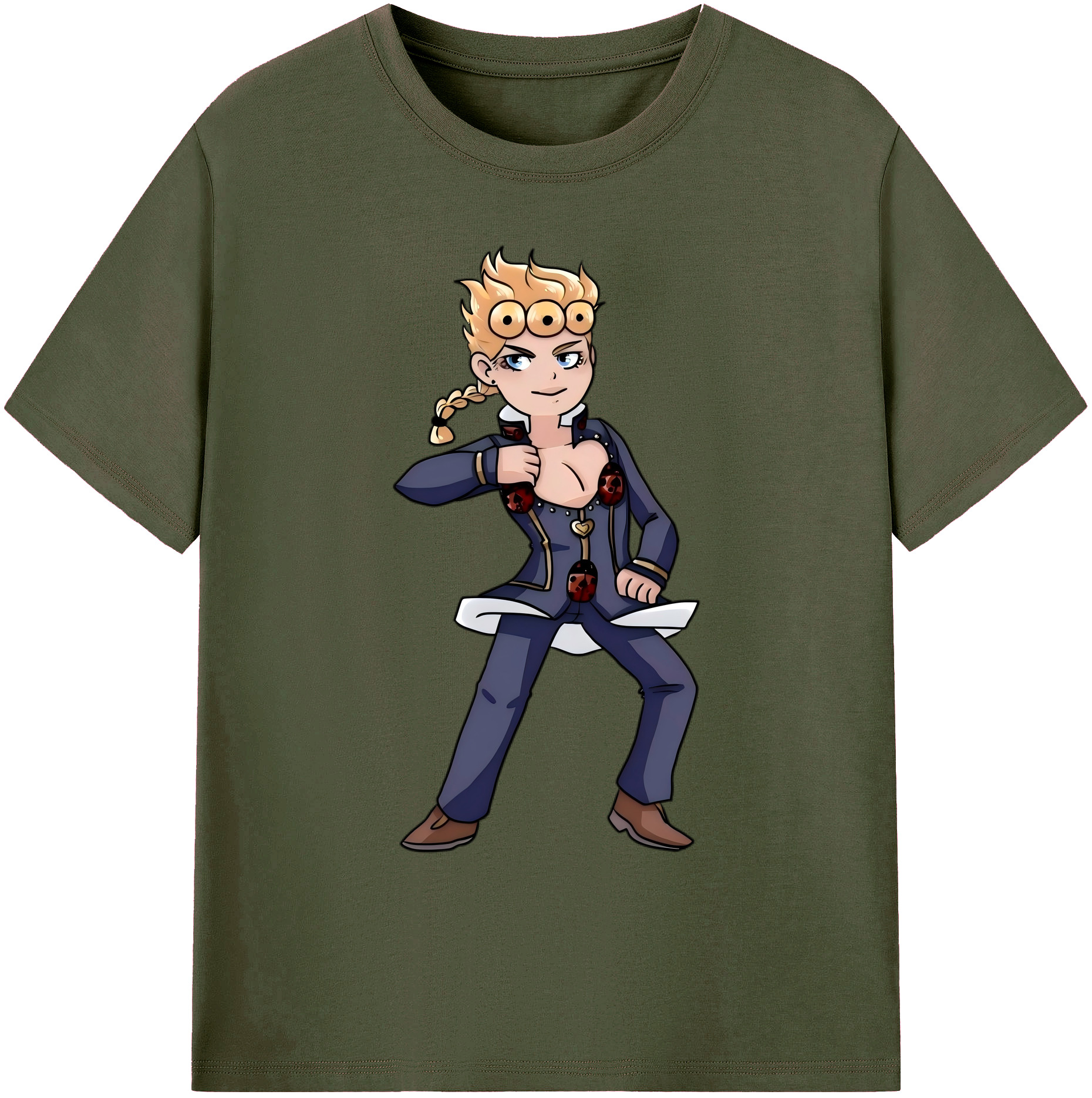 （画像用） ジョジョの奇妙な冒険 ジョルノ?ジョバァーナ JoJo's Bizarre Adventure Giorno Giovanna 綿100％ メンズ半袖Tシャツ｜肌触りやわらか＆通気性